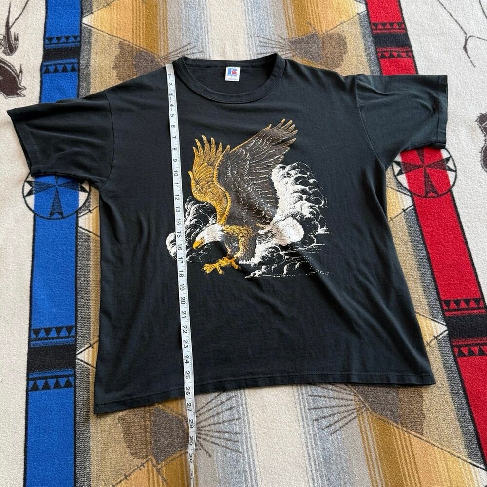 Vintage 90s Eagle Nature Outdoor T-Shirt Size Large Thin Russell Athletic USA - Picture 6 of 6